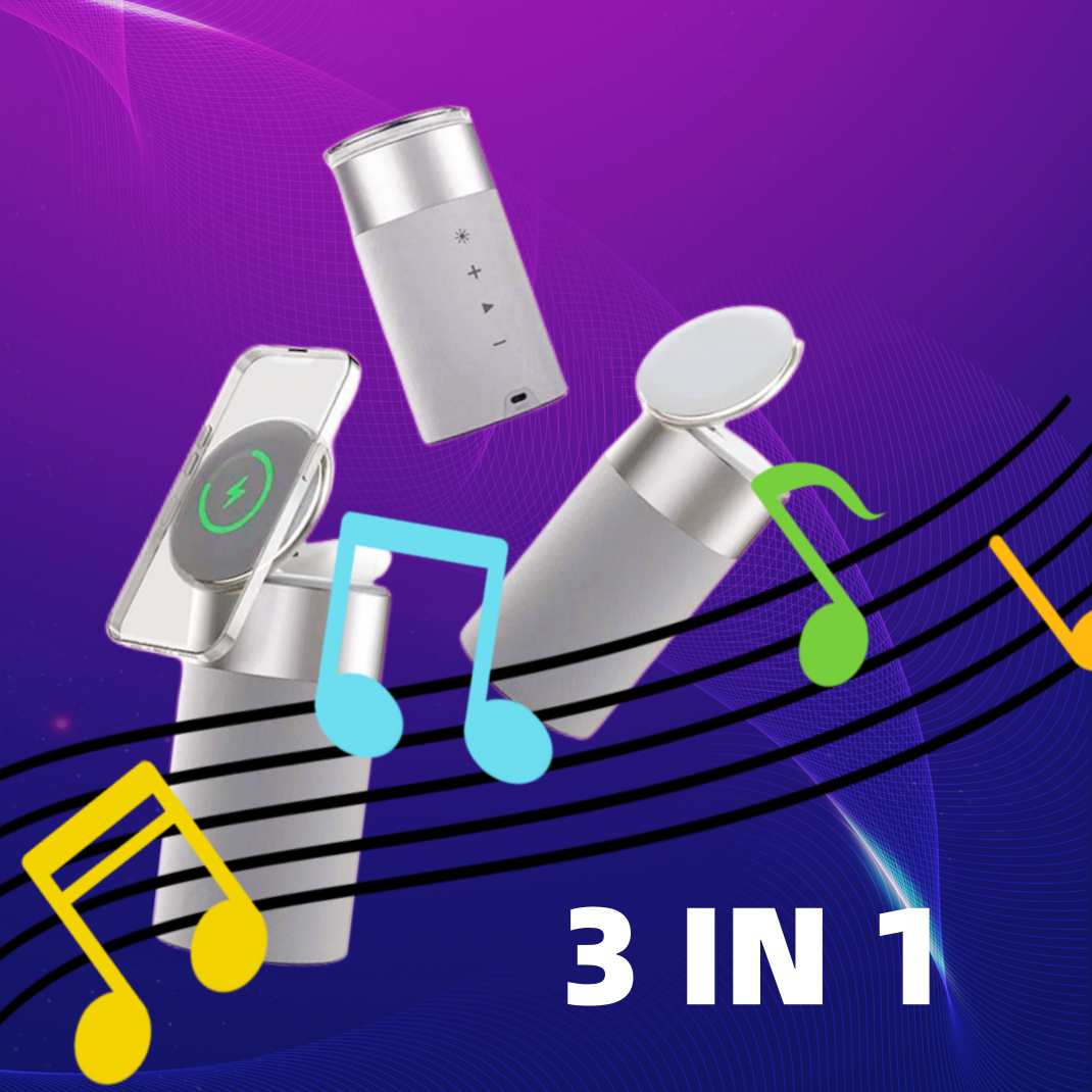 3 In 1 Magnetic IPhone And AirPods Wireless Charger Portable Bluetooth Speaker With Touch Lamp For Home And Office